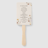 ボーホーウェディングプログラムの扇風機、式次第の花  ハンドファン (裏面)