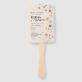 ボーホーウェディングプログラムの扇風機、式次第の花  ハンドファン (正面)