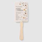 ボーホーウェディングプログラム ファン、式次第の花  ハンドファン (正面)