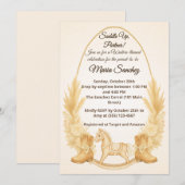 ボーホーウエスタン ロッキングホース ベイビーシャワー インビテーション (正面/裏面)