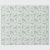 ボーホーウォータカラー ユーカリ グリーン ウェディング ラッピングペーパー (フラット)