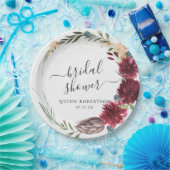 ボーホーウォーターカラーオータムフラワーブライダルシャワー ペーパープレート (パーティー)