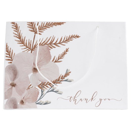 ボーホーウォーターカラーフラワギフトバッグ ラージペーパーバッグ (正面)