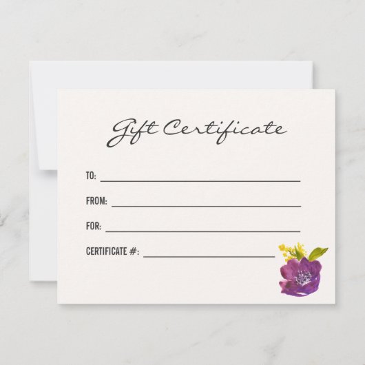 ボーホーウォーターカラーフラワーズ | フラワーギフト券 (裏面)