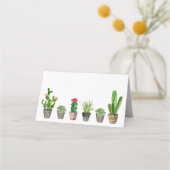 ボーホーウォーターカラーポッテッドサボテンと多肉植物 プレイスカード (正面)