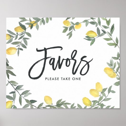 ボーホーウォーターカラーレモンリース ウェディングギフト ポスター (正面)