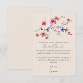 ボーホーウォーターカラーワイルドフラワーブライダルブランチベージュ サンキューカード (正面/裏面)