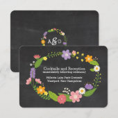 ボーホーウッドランドリースの黒板ウェディング エンクロージャーカード (正面/裏面)