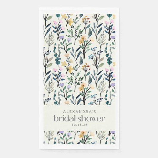 ボーホーエステティック 水彩の野生の花のシャワー (正面)