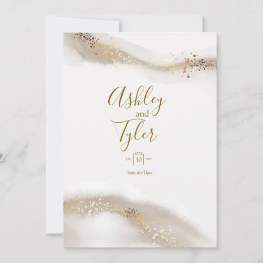 ボーホーエレガントなコーストウェディング 招待状 (正面)