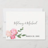 ボーホーエレガントな水彩ローズの結婚式の出欠確認 招待状 (裏面)