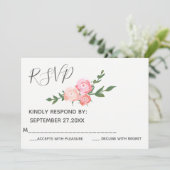 ボーホーエレガントな水彩画のバラの結婚式の出欠確認 招待状 (スタンド正面)