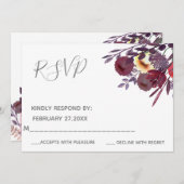 ボーホーエレガントな水彩花束 RSPV 招待状 (正面/裏面)