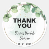 ボーホーエレガントな現代のグリーン ユーカリ ウェディング ラウンドシール (正面)