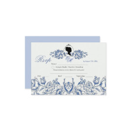 ボーホーエレガントガーデンフローラダスティーブルー出欠確認 出欠カード