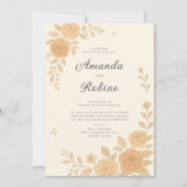 ボーホーエレガント アーストーン フローラル ウェディング 招待状 (正面)