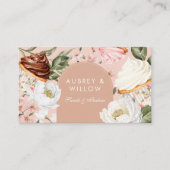 ボーホーエレガント ウォーターカラー フローラル カップケーキ ベーカリー 名刺 (正面)