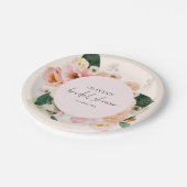ボーホーエレガント ピンク フラワー ブライダル シャワー ペーパープレート (アングル)