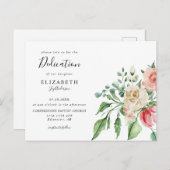 ボーホーエレガント ピンク ローズ ウォーターカラー ベビー デディケーション ポストカード (正面/裏面)