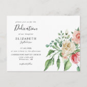 ボーホーエレガント ピンク ローズ ウォーターカラー ベビー デディケーション ポストカード (正面)