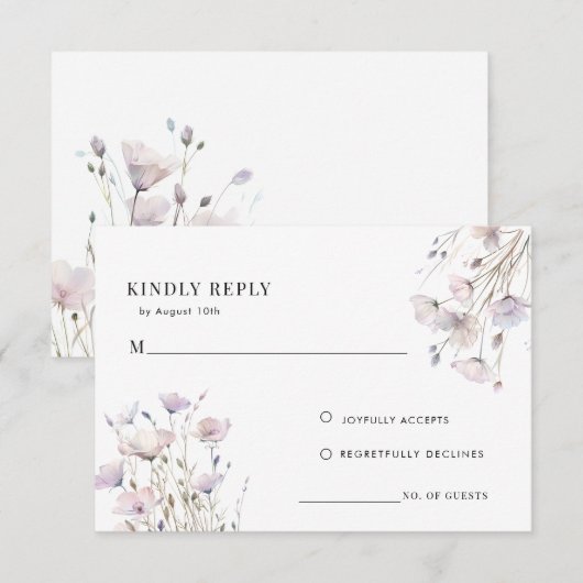 ボーホーエレガント ワイルドフラワー ウェディング レスポンス カード (正面/裏面)