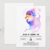 ボーホーエンチャンテッドライオン誕生日 招待状 (正面/裏面)