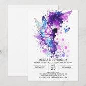 ボーホーエンチャンテッド子供の妖精の誕生日 招待状 (正面/裏面)