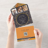 ボーホーオレンジウェディング オールインワン招待状 (貼ってはがせる)