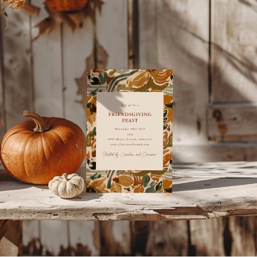 ボーホーオータムテラコッタフラワーフレンズギビングフィースト 招待状