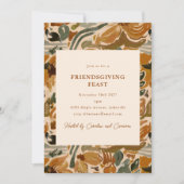 ボーホーオータムテラコッタフラワーフレンドズギビングフィースト 招待状 (正面)