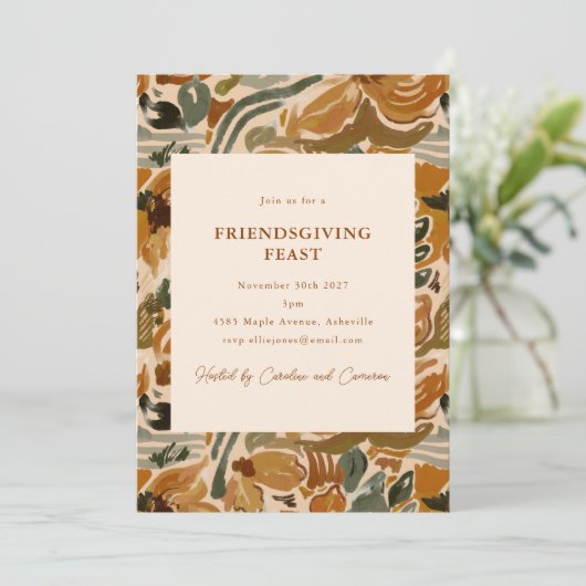 ボーホーオータムテラコッタフラワーフレンドズギビングフィースト 招待状 (スタンド正面)