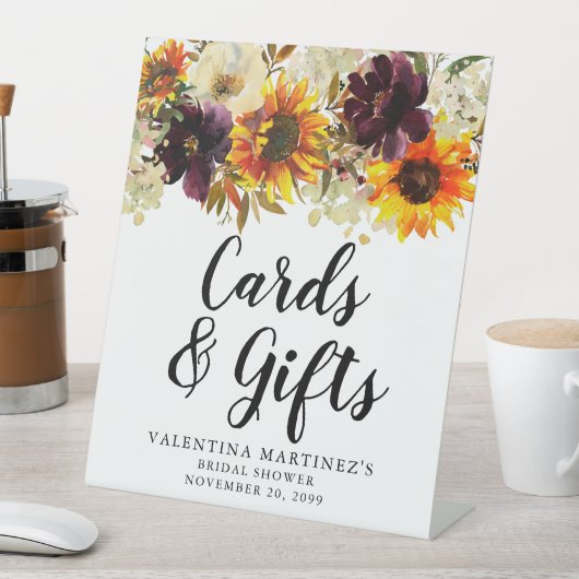 ボーホーオータムフラワーブライダルシャワーカーズ゙とギフト 台座サイン (インサイチュ)