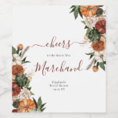 ボーホーオータムブライダルシャワー ワインラベル (シングルラベル)