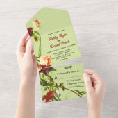 ボーホーオータム セージグリーン ラスティック フォール フローラル ウェディング オールインワン招待状 (貼ってはがせる)