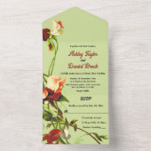 ボーホーオータム セージグリーン ラスティック フォール フローラル ウェディング オールインワン招待状 (内側)