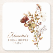 ボーホーカスタムアースィネイチャーボタニカルブライダルシャワー スクエアペーパーコースター (正面)