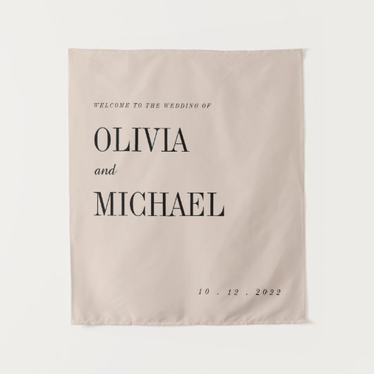 ボーホーカスタムウェディングウェルカムベージュタペストリー タペストリー (正面)