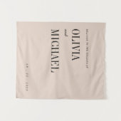 ボーホーカスタムウェディングウェルカムベージュタペストリー タペストリー (正面(横))