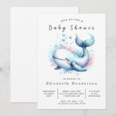 ボーホーカスタムクジラベイビーシャワー 招待状 (正面/裏面)