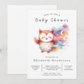 ボーホーカスタムフクロウベイビーシャワー 招待状 (正面/裏面)