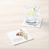 ボーホーカスタム アースィ ネイチャー ボタニカル ブライダルシャワー スクエアペーパーコースター (インサイチュ)