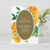 ボーホーカラフルな植物の野生の花のモダン 招待状 (スタンド正面)