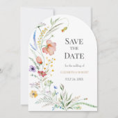 ボーホーカラフルワイルドフラワーズアーチ・セーブ・ザ・デート 招待状 (正面)