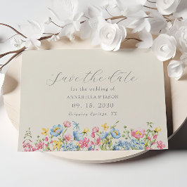 ボーホーカラフルワイルドフラワー 結婚式のSave The Date セーブザデート