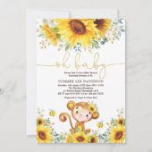 ボーホーガーデンひまわりジャングルモンキー ベイビーシャワー 招待状 (正面)
