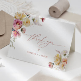 ボーホーガーデンローズフラワーズウェディング サンキューカード