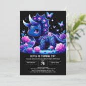 ボーホーガール恐竜デジタル誕生日 招待状 (スタンド正面)