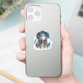 ボーホーガール AI アート ボヘミアンファッション シール (スマートフォン)