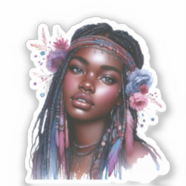 ボーホーガール AI アート ボヘミアンファッション シール