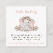 ボーホーキュート エレファント ベイビー シャワー ブック リクエスト エンクロージャーカード (正面)